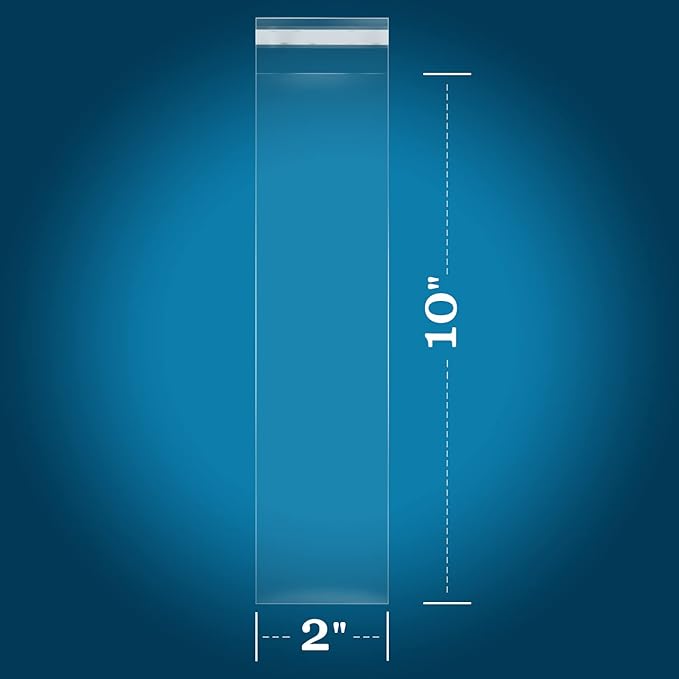 iMailer - 200 Pcs -2" x 10" Pretzel Rod Bags-Self Adhesive Small Cellophane Treats Bags,Pretzels Individual Bags for Bakery, Candies, Cookies, Gifts