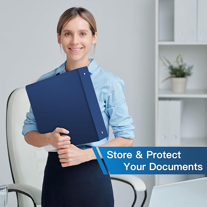 2-inch 3 Ring Binder with 2 Pockets, 2'' View Binders Holds US Letter Size 8.5'' x 11'' Paper - Versatile Binders for Office, Home, and School Use, 6 Pack (White) (2-inch Bright Colors)