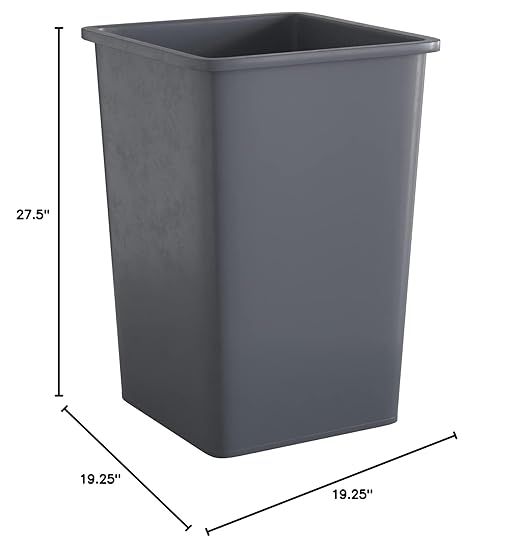 35 Gallon Grey Square Commercial Trash Can