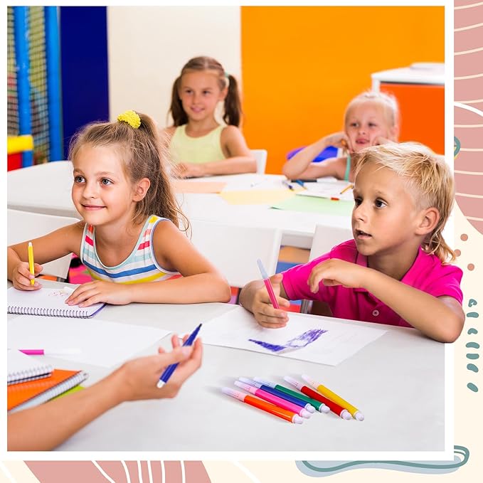 144 Pcs Mini Markers Colored Pen 3.4 Inch Vibrant Colors Portable Short Colored Markers Assorted Multicolor Watercolor Marker Pen for Kids and Adult Glass Office School Supplies (6 Colors)