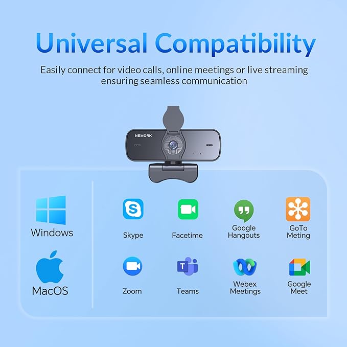 4K Webcam for PC with Sony Sensor, Auto Focus & Privacy Cover, Ultra HD 4K Streaming Camera with Tripod, 2 Noise-Cancelling Mics, USB Plug & Play, 77° FOV, Web Camera for Zoom, Skype, Teams
