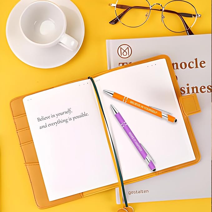 100 Pcs Inspirational Pens Bulk - Motivational Ink Ballpoint Pen with Quotes Stylus Tip Nurse Gifts for School Coworkers Office Supplies Black Ink