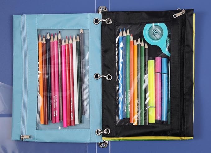 24 Packs 3 Ring Binder Pen Pencil Case Pouch Bulk Set Stationery Bag for School Class Office Purple