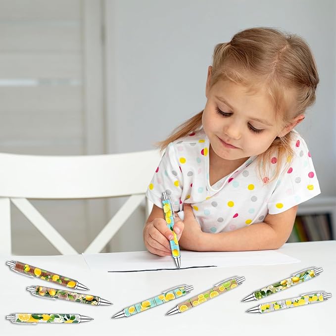 Idealmuzik Lemon Pens Set – Fun Citrus-Themed Pens for Girls, Students, and Stationery Lovers – Smooth Writing Ballpoint Pens for School, Journaling, or Gifts – Bright and Cheery Design, 8 Pack