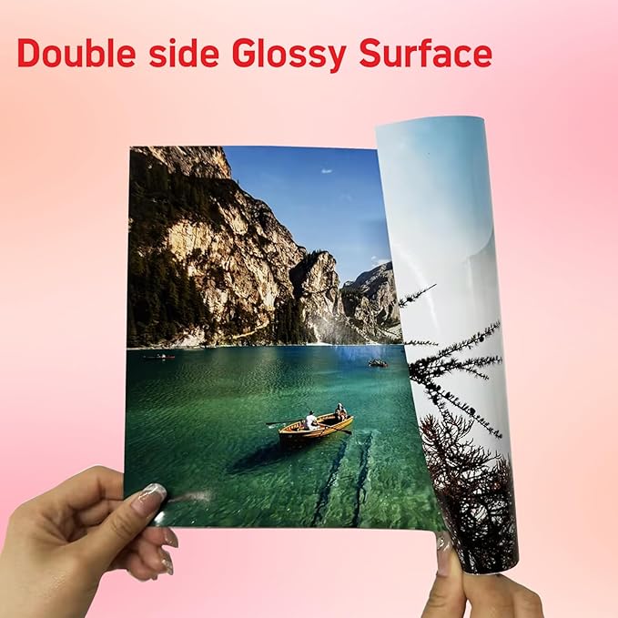 140gsm Glossy Brochure and Flyer paper Double Sided Glossy Photo Paper 100 Sheets 8.5x11 Inches for Inkjet Printer and Dye Ink Chip Bag Paper for Party Favors