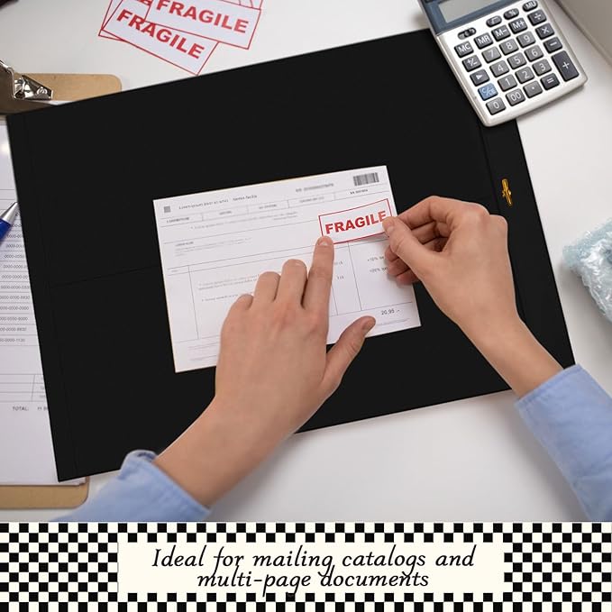 25 Pcs Clasp Envelope 14 x 18 Inch Large Manilla Envelopes with Clasp Closure for Mailing Thick Documents Home, Business, Legal or School Office Storing(Black)