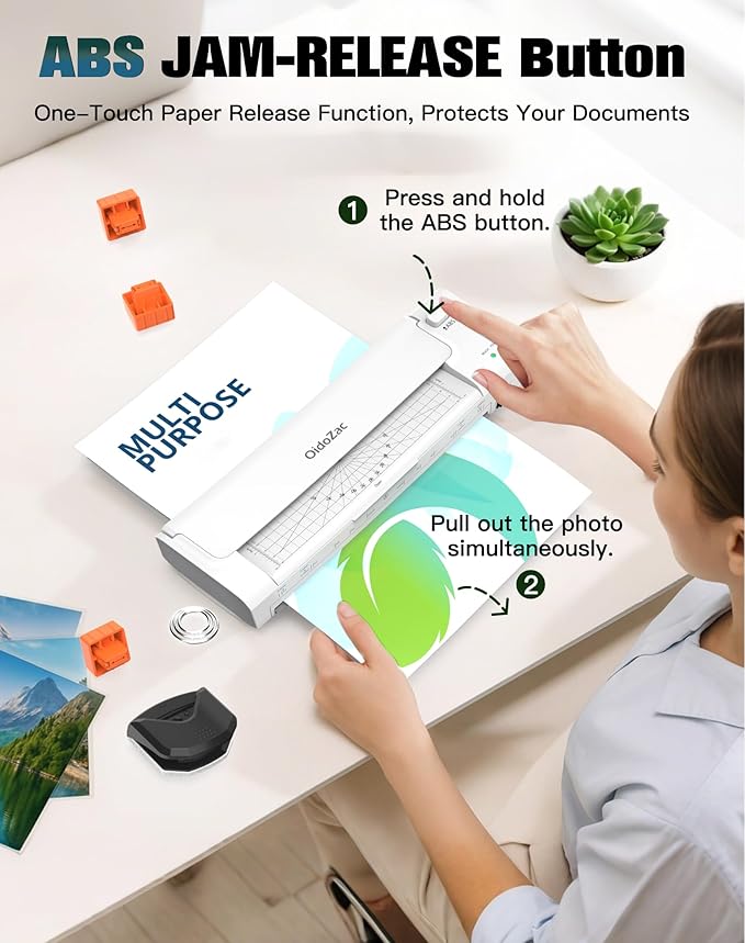 13 Inch Laminator Machine with Auto Paper Feed, Never Jam A3 Thermal & Cold Lamination, 20 Laminating Sheets, 10-in-1 Laminator with Cutter, Trimmer & Corner Rounder for Office School Home Use White