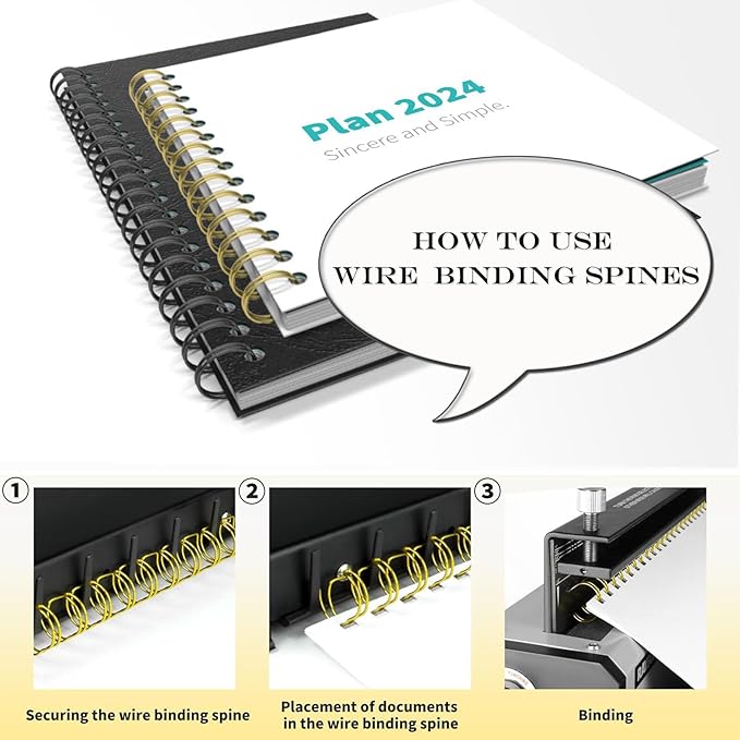 100 Pack Double Loop Wire Binding Spines, YolieraArt Wire Binding Spines, 5/16 Inch Binding Wire for Letter Size (40 Sheet Capacity), 100P, 3:1 Pitch, Black)