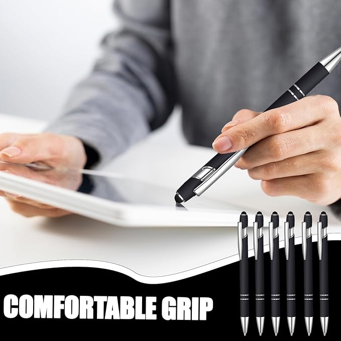 36 Pcs Blue Ink Ballpoint Pen with Stylus 2 in 1 Ballpoint Pen for Touch Screens School Office Coworkers (Black)