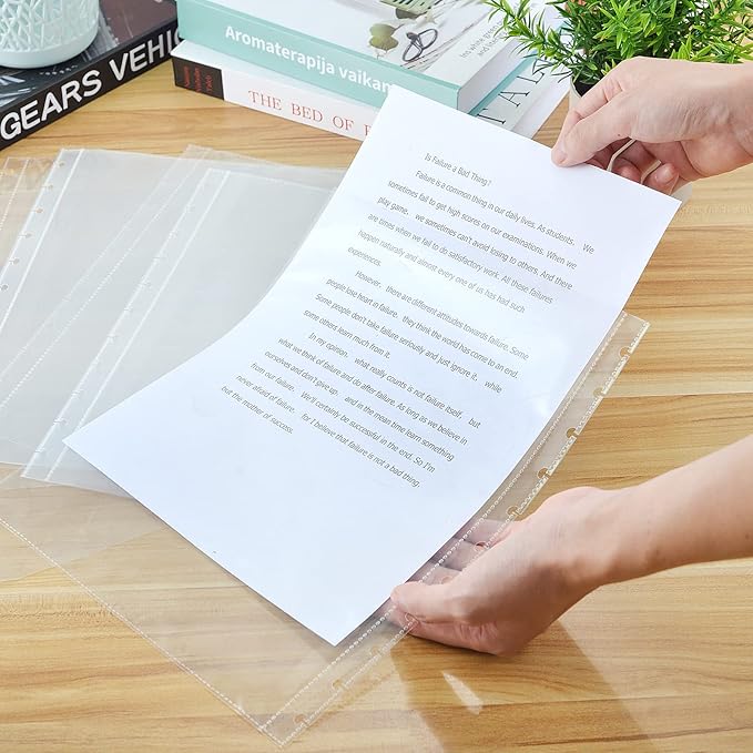 100 Piece Discbound Sheet Protectors Discbound Page Protector Letter Size Clear Plastic Page Protectors for Letter Size Discbound Binding Cover