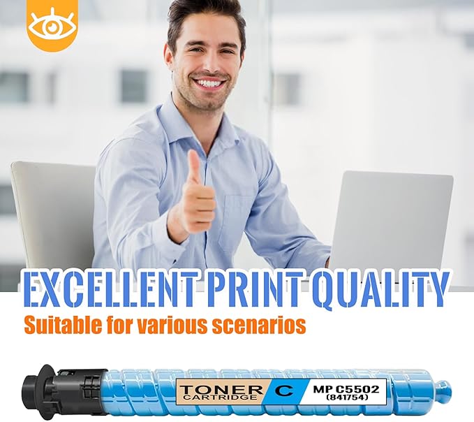 1 Pack MP C5502 Cyan Toner Cartridge | Replacement for Ricoh MP C5502 Work with Aficio MP C4502 C4502A C5502 C5502A LANIER MP C4502 C4502A C5502 C5502A SAVIN MP C4502 C4502A C5502 C5502A | 841754