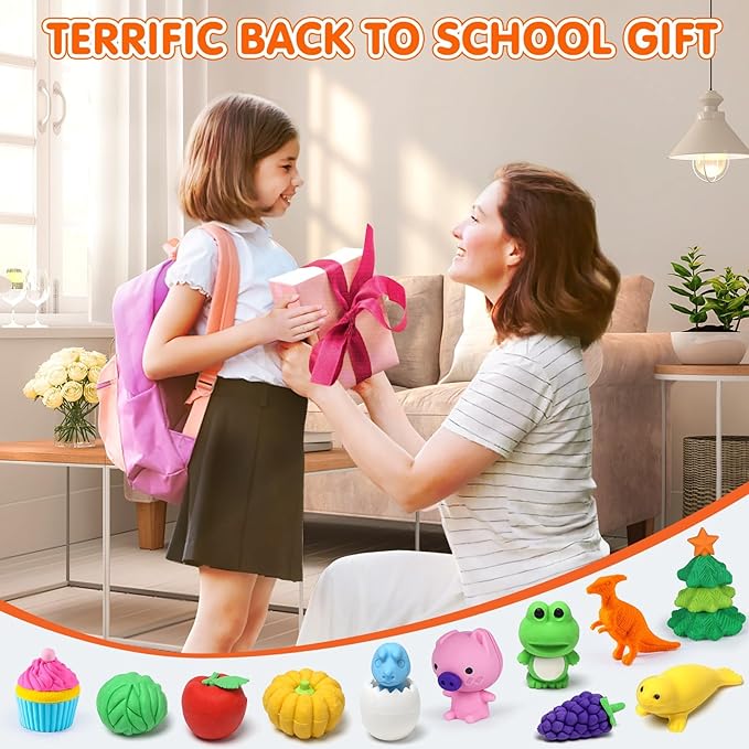 100 Pack Animal Erasers Desk Pet for Kids 3D Puzzle Pencil Eraser Take Apart Bulk Treasure Box Toy for Classroom School Prize Kids Party Favors Back to School Supplies Goodie Bag Stuffers Gift(Random)