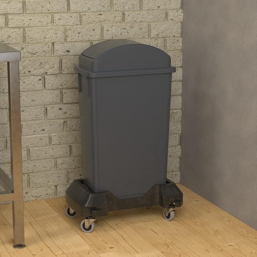 23 Gallon Gray Slim Jim Trash Can with Swing Top Lid and Dolly