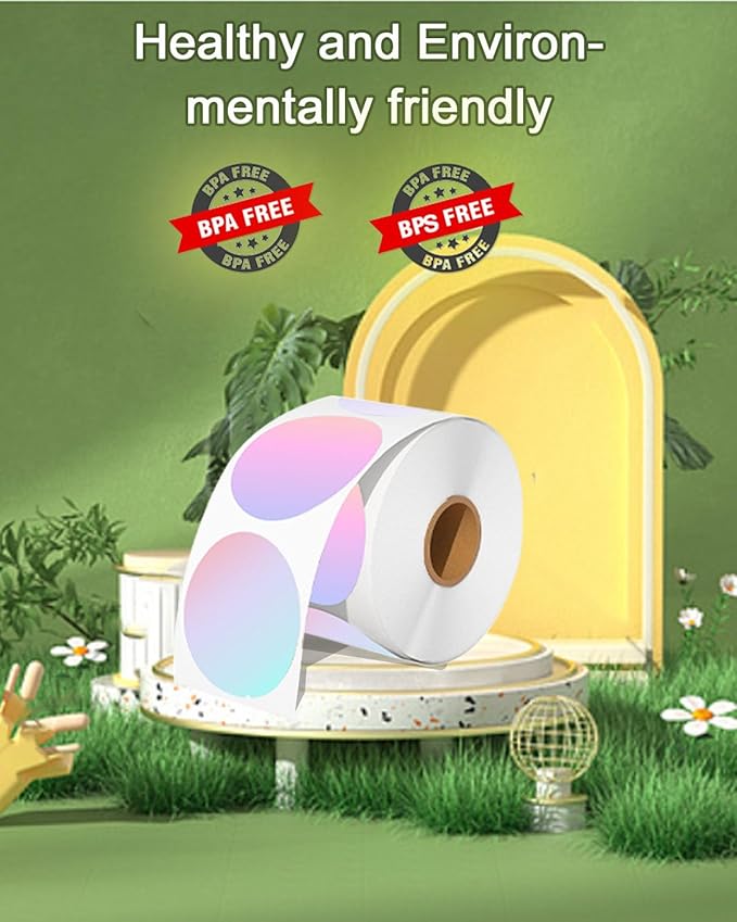 3 inch Round Thermal Labels, Thermal Printer Labels use for Barcode, Shipping, Customized, Circle Direct Thermal Stickers 500 Labels for Printer, 3 Color