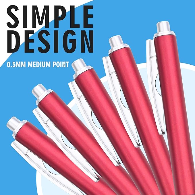 HZIDYAKE Gel Pens Bulk, 50 Black Ink Gel Pens, Smooth Writing Without Losing Ink, 0.5mm Fine Tip for Schools, Offices, Nurses Notes Office Supplies (Red Body)