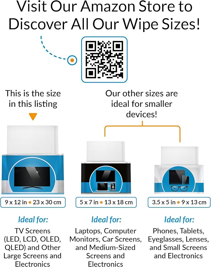 iCloth XL Screen Cleaning Wipes, Lint-Free and Streak-Free, Fast-Drying, Removes Dust, Fingerprints, and Smudges (10 XL Wipes)