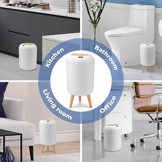 2 Pack Automatic Trash Can 12L /3 Gallon and 10L /2.64 Gallon Bathroom Trash Bin with Lid Touchless Small Smart Motion Sensor Garbage Cans for Kitchen, Bathroom,Living Room and Bedroom