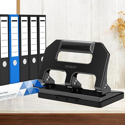 3 Hole Punch Heavy Duty, AFMAT 3 Hole Puncher for Binder, 10000+ Punching Times, 40-Sheet Three Hole Punch, Metal Hole Puncher 3 Ring, 50% Reduced Effort, Bulit-in S.S. Paper Guide, Last for Years