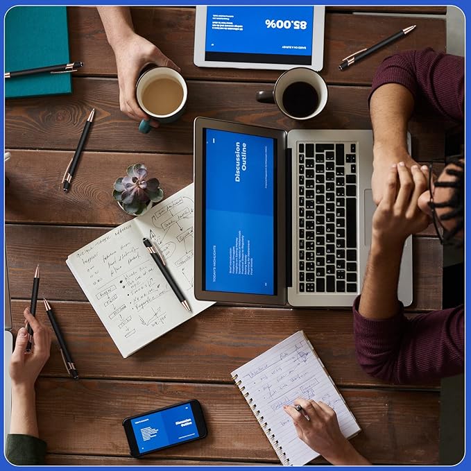 12 Pieces Ballpoint Pen with Stylus Tip, 1.0 mm Black Ink Metal Pen Stylus Pen for Touch Screens, 2 in 1 Stylus Ballpoint Pen (Black and Rose Gold)