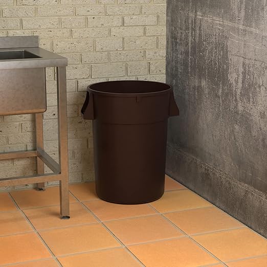 44 Gallon Brown Round Commercial Trash Can
