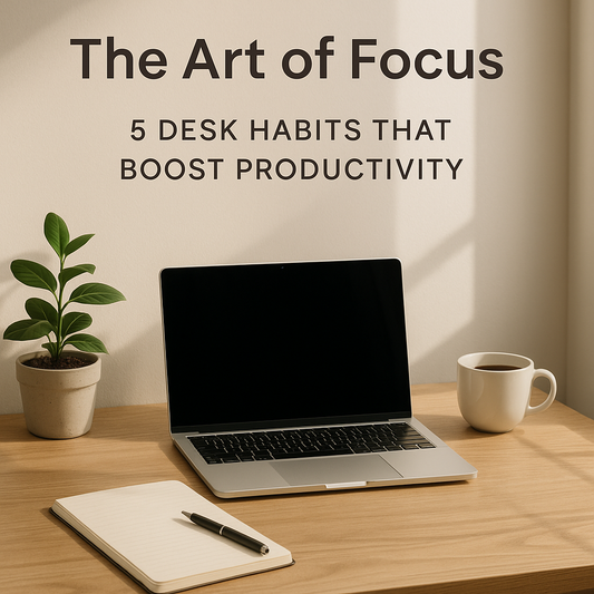 ☕ The Art of Focus: 5 Desk Habits That Boost Productivity  Because your best work starts with the little things.