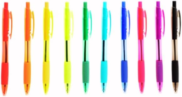 (20) Colorful Ballpoint Pens Assorted Colors Medium Ink Retractable School Office Home Note Taking Journaling Drawing