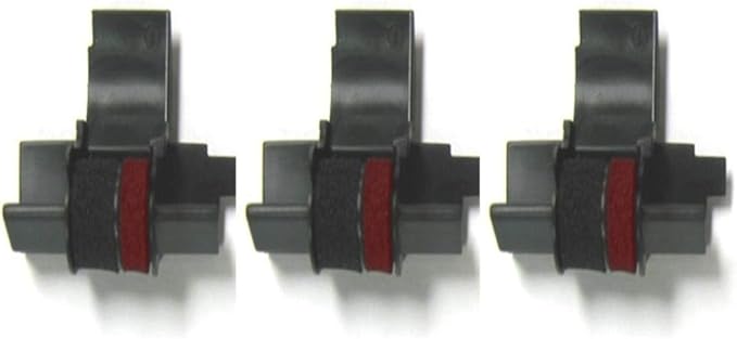 (3 Pack) Calculator Ink Roller Fits Sharp EL-1801V EL-1750V EL-1611V Casio HR-170RC HR-200RC HR-300RC Canon P23-DHV-3 and More Black/Red IR-40T CP-13 EA-772R Compatible/Replacement by COMPUMATIC