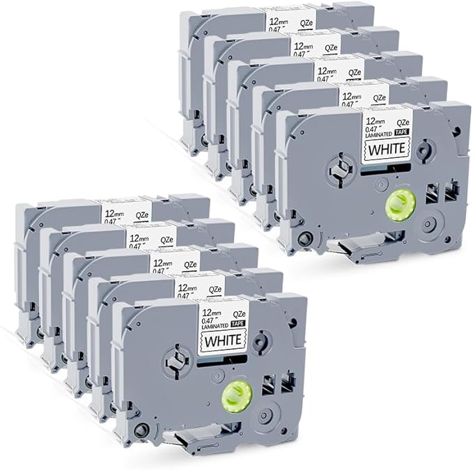 10 PK TZE-231 Compatible Label Tape Replacement for Brother TZe-231 TZ-231 Laminated P-Touch Label Maker Tape, Black on White, for PT-D200 PT-D210 PTH100 PT-D400, 0.47" x 26.2'