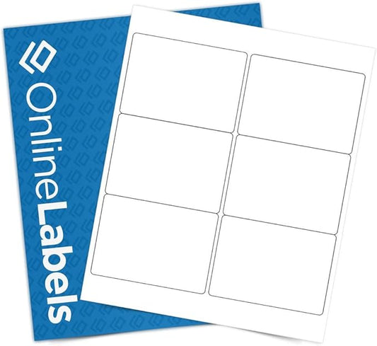 4 x 3 Rectangle Mailing Labels - Permanent, White Matte - Shipping, Wine, Product - Pack of 6,000-1,000 Sheets - Inkjet/Laser Printers - Online Labels