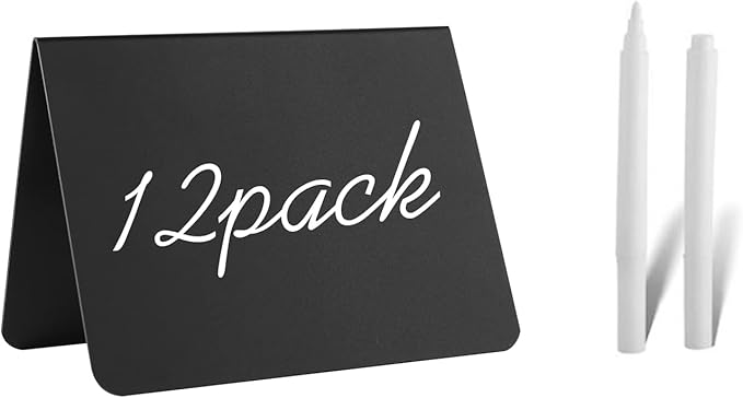 12 Pack 4"x3"Mini Chalkboard Signs for Chalk Sign for Food - Party - Buffet - Table Sign Chalkboard - Wedding - Bakery - Small