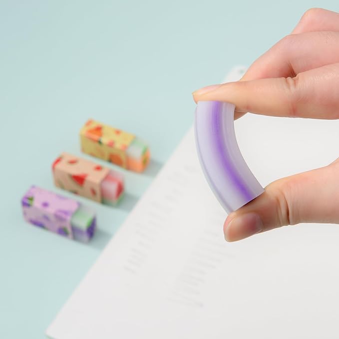 18 Pack Fruit Erasers, Kawaii Jelly Erasers for Kids, Rectangular, Colorful, Thermoplastic Elastomer (TPE) Material, Fun Eraser