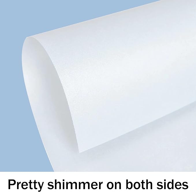 100 Sheets White Shimmer Cardstock 8.5 x 11 Certificate Paper, Goefun 80lb Pearlescent Paper for Invitations, Certificates, Crafts, DIY Cards
