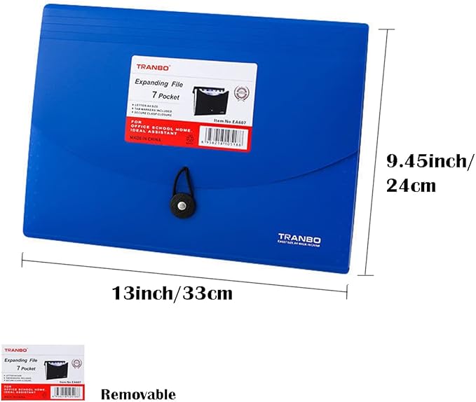 4 Pack 7 Pockets Accordion File Organizer, TRANBO Letter Size/A4 Expanding File Folder with Index Tabs, Expandable Plastic Document Organizer for Business Travel School Office Home