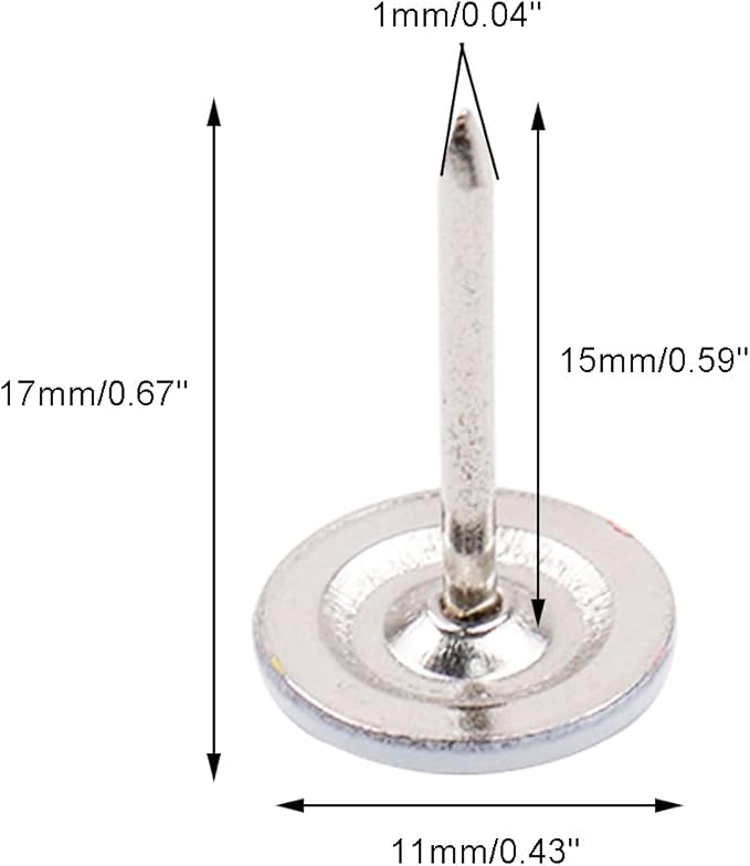 100Pcs Flat Head Upholstery Tacks Home Furniture Decor Tacks Upholstery Nails Flat Push Pins Flats Thumb Tacks White (11mmx17mm)