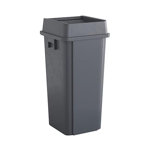 23 Gallon Grey Square Commercial Trash Can with Lid