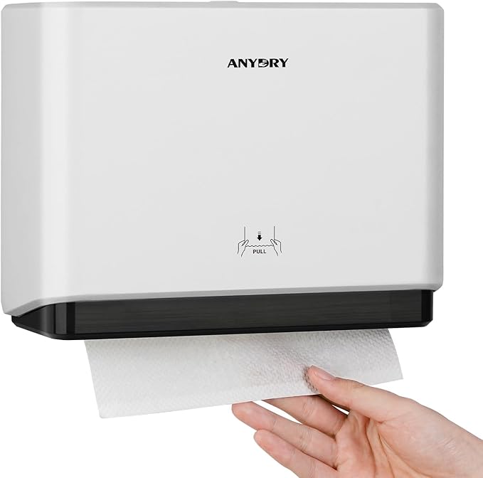 200-Sheet Wall-Mounted Paper Towel Dispenser, Fits Multi-Fold Towels up to 10x3.1 Inches, Perfect for Home & Business (White)