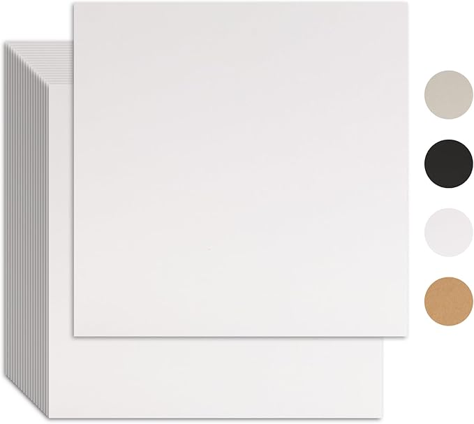 25 Pcs Book Board, Binder Board, Cover Board, Heavy Duty Chipboard for Book Binding, DIY Cardboard (White, 12 x 12 Inch 80PT)