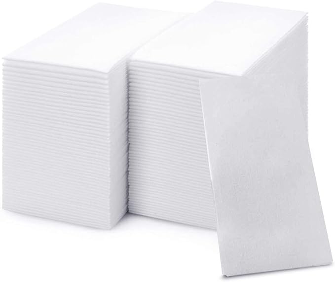 400 Paper Towels Cloth-Like Hand Tissue Paper Napkins, Disposable Hand Towels for Bathroom Guests, Disposable Face Towel for Guest, Washcloths or Dinner Napkin, Made in USA, White