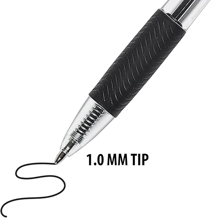 Inc. ClipClicks Retractable Ballpoint Pens - Bulk 1.0-mm Medium-Point Pen Set With Comfort Grip for School, Office, Writing, and Journaling, 75 Count, Black