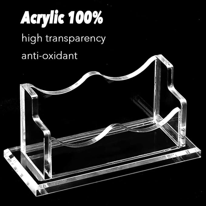 2 Packs Acrylic Business Card Holders for Desk, Horizontal Clear Business Name Card Display Stand, Desk Accessory Business Name Card Organizer (Horizontal, 1-Slot)