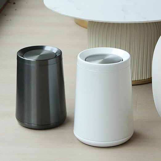 10 L/2.6Gallen,Swing Lid Trash Can,Brushed Stainless Steel Garbage Can with Flipping Lid,for Bathroom, Kitchen,Living Room,Bedroom,Hotel (Black Gold)