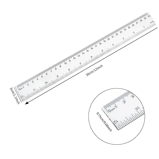 30 Packs Clear Plastic Ruler 12 Inch with Centimeter and Millimeter, Metric Rulers Bulk for Kids Classroom School Office