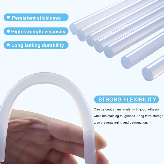 30 Pack Clear Hot Glue Sticks 0.43x8 Inches, Extra Long Strong Adhesive Glue Gun Sticks, Fast Drying, Ideal for DIY Crafts, Arts, Wood, Fabric, Repairs, and Home Projects
