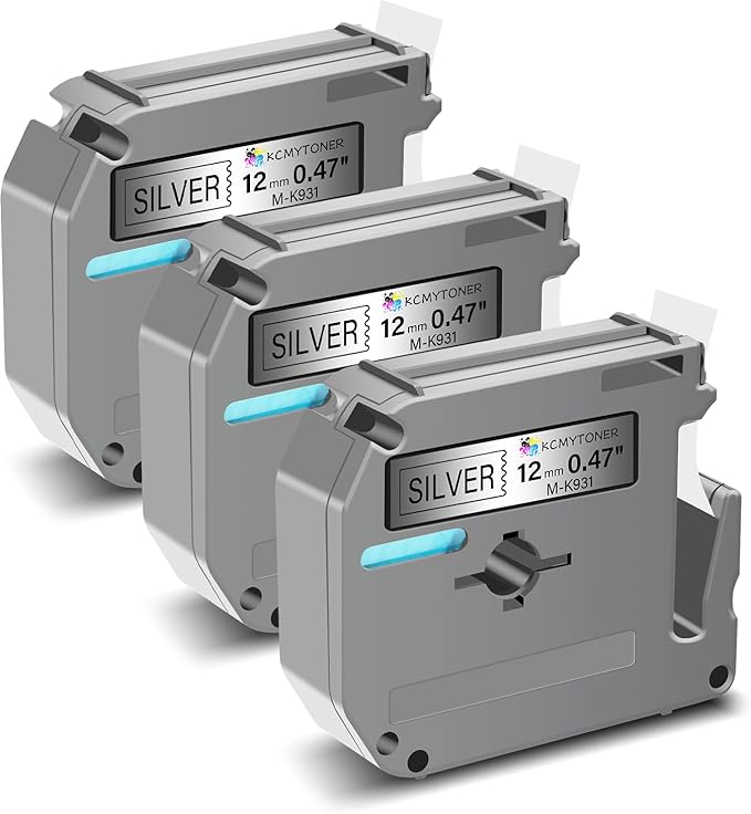 3 Pack Compatible for Brother P-Touch M Tape M931 MK931 M-K931 M-K931S 12mm 0.47 Inch Black on Silver Label Maker Tape for PT-70BMH PT-70DIY PT-70HK PT-70HOL PT-70HOT PT-70SP