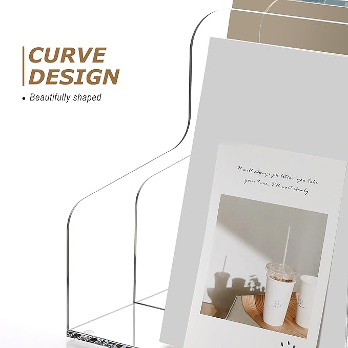 3 Slots Acrylic Magazine Holder, Desktop File Sorter Organizer Rack Bookshelf, Workspace Sorters Office Desk Accessories Organization Storage Stand, Clear