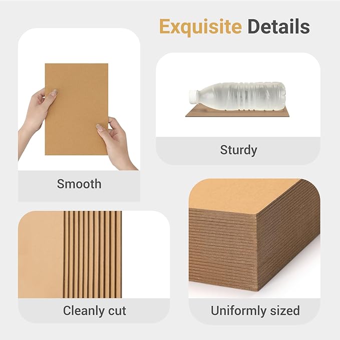 25 Pcs Book Board, Binder Board, Cover Board, Heavy Duty Chipboard for Book Binding, DIY Cardboard (Brown, 8.5 x 11 Inch 80PT)