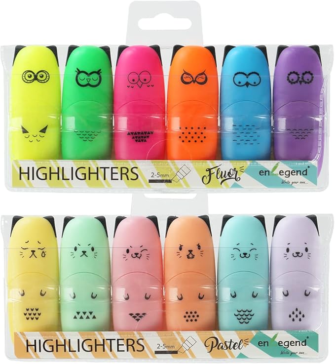 12 pieces Cute Animal Design Vet Tech Week Gifts Mini Highlighter Pen Assorted Colors Chisel Tip Gift Highlighter Marker - stocking stuffers for kid - kawaii stuffs