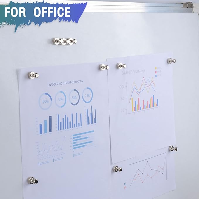 100 Pack Neodymium Fridge Magnets, Small Strong Magnets for Whiteboard, Push Pin Magnet, Refrigerator Magnets for Office, Kitchen, Adults, Home