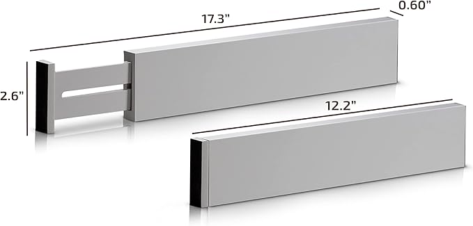 4 Pack Drawer Divider - Bamboo 2.6" High, 12.5-17" Adjustable Drawer Organizers for Clothes, Expandable Dresser Separators in Bedroom/Bathroom/Kitchen/Office Organization and Storage (Grey)