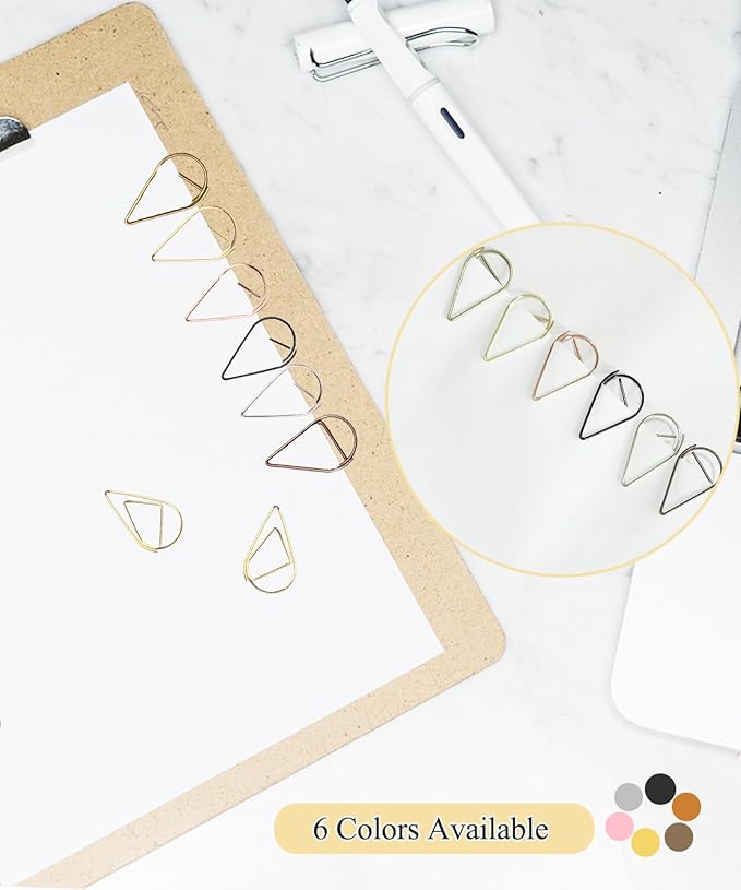 200 Pcs Teardrop Paper Clips Bulk,Stainless Steel Rust-Resistant Paperclips for Wedding Invitations, 3X Stronger Hold with Mirror Polish (Bronze, 1inch)